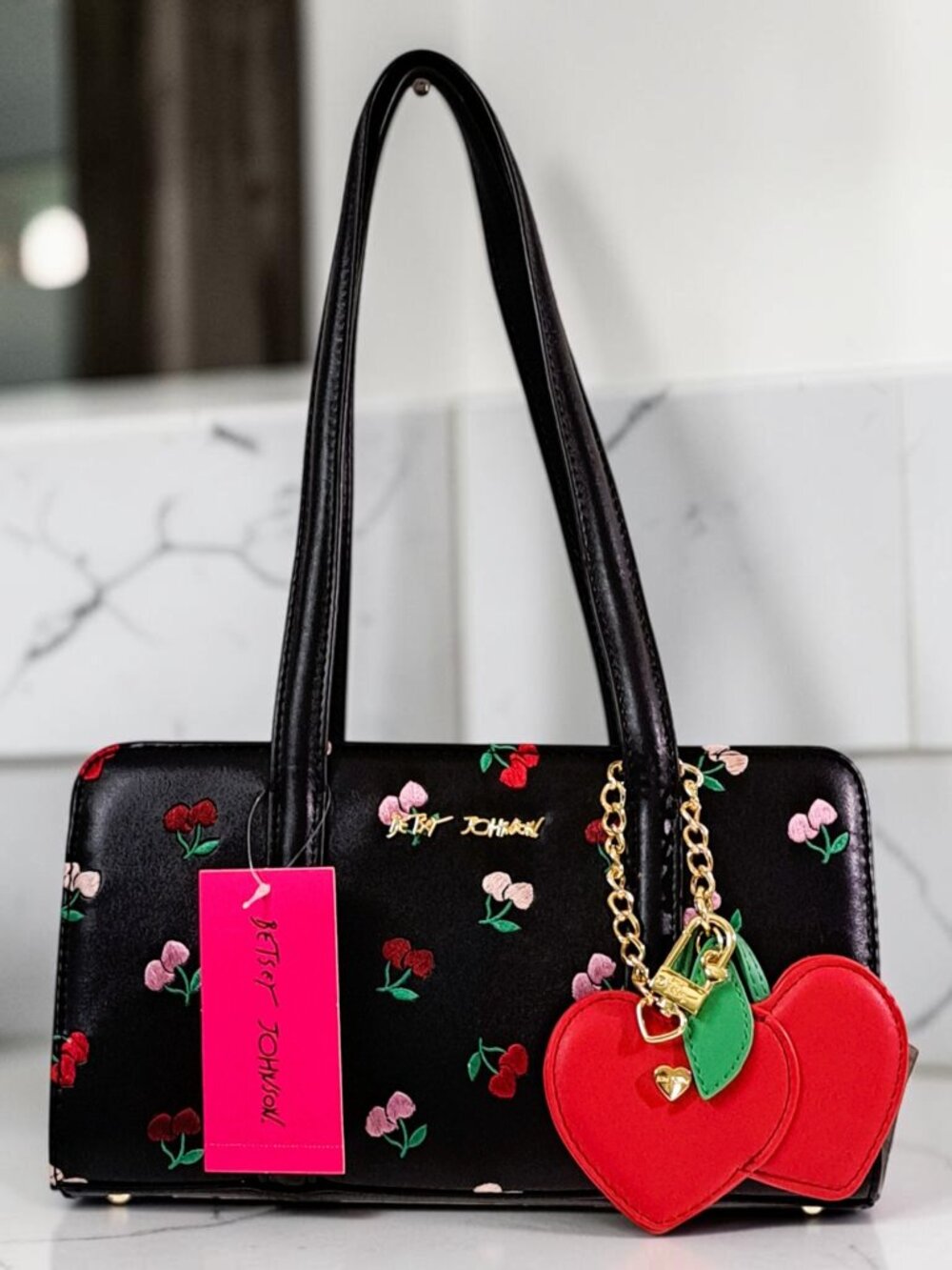 Betsey Johnson Black/Pink/Red BM30640 Shoulder Bag NMT